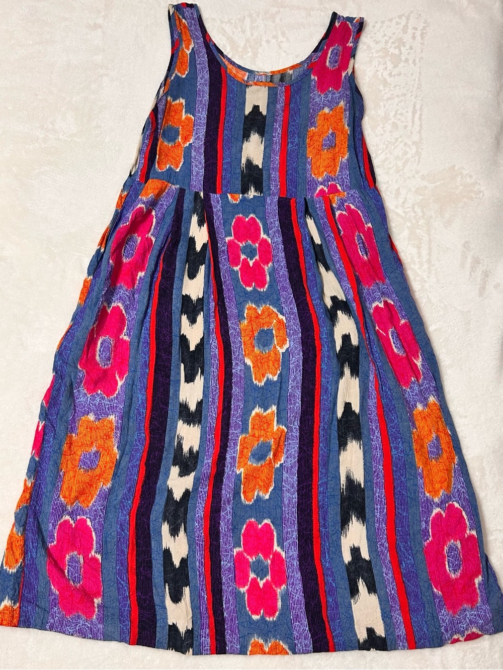 Vintage Jams World Multicolor Floral Stripe A-Line Dress